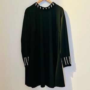 Black Dress with Pearl Accents